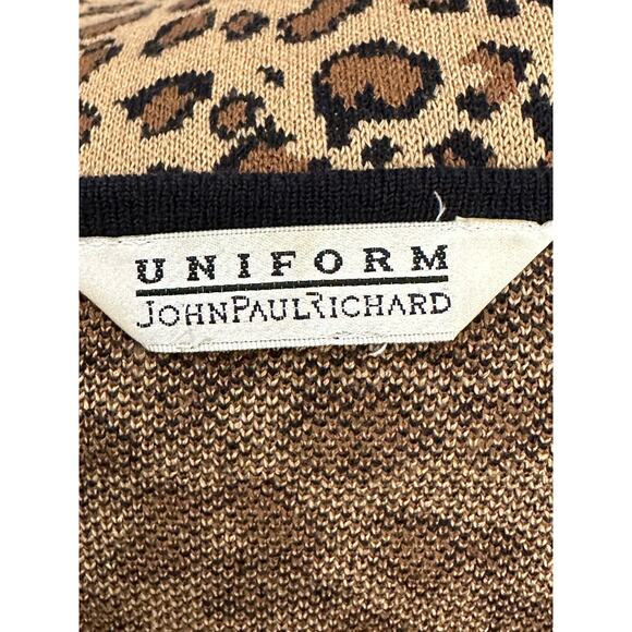 John Paul Richard leopard print long sleeves open front cardigan size XL - Picture 2 of 11